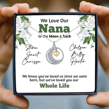 Personalized Love Grandkids Moon & Back Necklace - Love You This Much